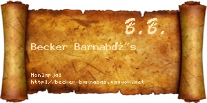 Becker Barnabás névjegykártya